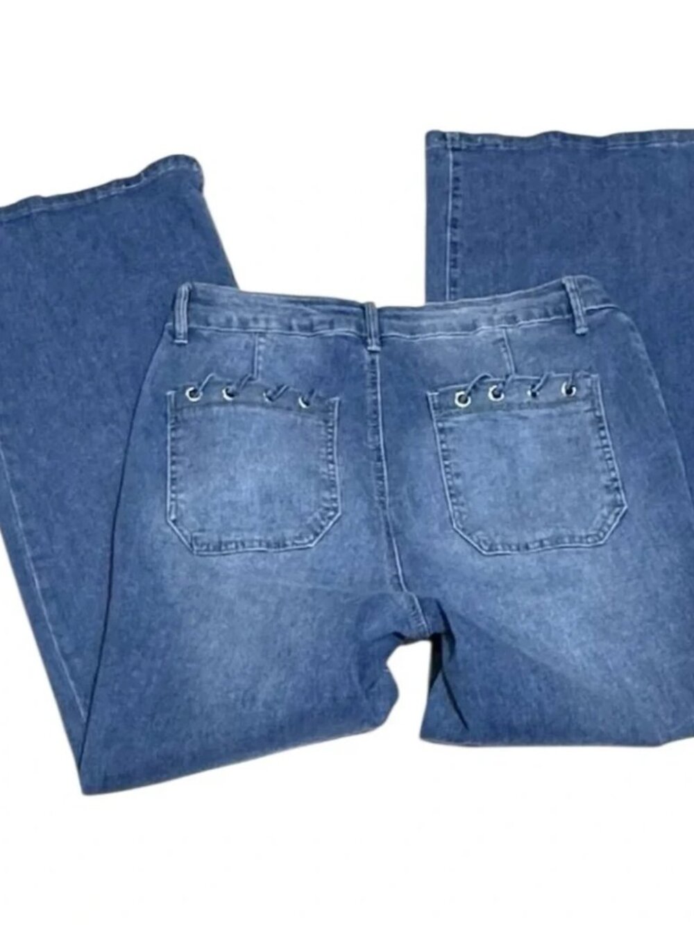 Revelation Women’s Denim Wide Leg Jeans Grommet Detail Size 10 - Picture 9 of 14